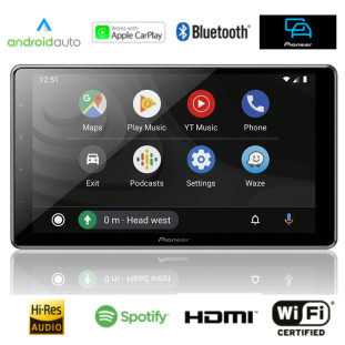 Multimídia Receiver 9 Polegadas Bluetooth Wi-Fi Apple CarPlay Android Auto TV Digital - Pioneer
