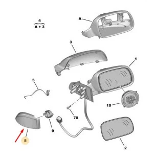 Acabamento Moldura Retrovisor Peugeot 307 2007 a 2012 - Direito / Dianteiro / Interno - Original