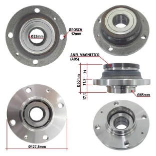 Cubo Roda com Rolamento com ABS Magnético Citroen Xsara 2001 a 2004 - Traseiro - Ima