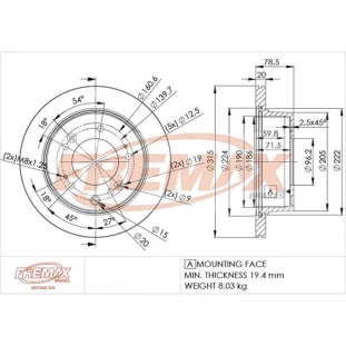 Disco Freio Ventilado Kia Sorento 2004 a 2009 - Esquerdo ou Direito / Traseiro - Fremax