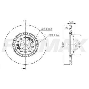 Disco de Freio Ventilado Citroen Jumpy 2018 a 2021 - Esquerdo ou Direito / Traseiro - Fremax