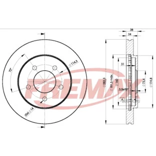 Disco de Freio Ventilado Chrysler Caravanse24 1998 a 2000 - Esquerdo ou Direito / Dianteiro - Fremax