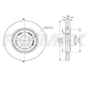 Disco de Freio Ventilado Fiat Freemont 2012 a 2015 - Esquerdo ou Direito / Dianteiro - Fremax