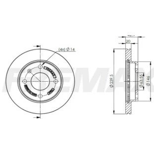 Disco de Freio Ventilado Ford Courier 1999 a 2013 - Esquerdo ou Direito / Dianteiro - Fremax
