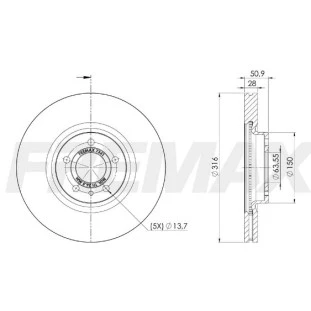 Disco de Freio Ventilado Ford Fusion 2017 a 2019 - Esquerdo ou Direito / Dianteiro - Fremax