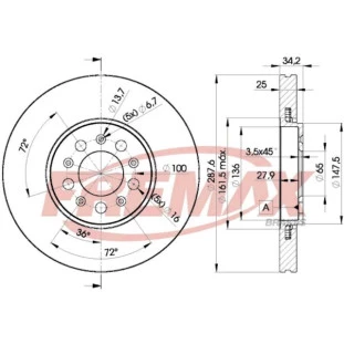 Disco de Freio Ventilado Audi A1 2011 a 2018 - Esquerdo ou Direito / Dianteiro - Fremax
