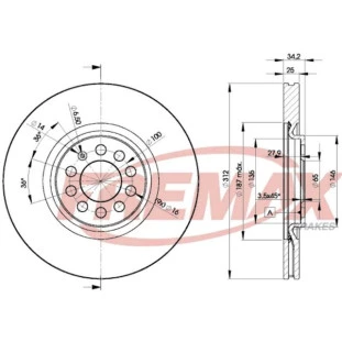 Disco de Freio Ventilado Volkswagen Polo 2003 a 2014 - Esquerdo ou Direito / Dianteiro - Fremax