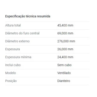 Disco de Freio Ventilado Mitsubishi Eclipse 2000 - Esquerdo ou Direito / Dianteiro - Fremax