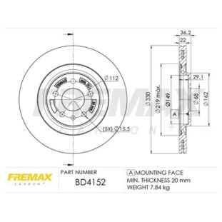 Disco de Freio Ventilado Porsche Macan 2014 a 2018 - Esquerdo ou Direito / Traseiro - Fremax