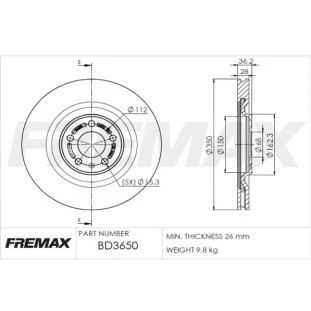 Disco de Freio Ventilado Audi A7 2020 - Esquerdo ou Direito / Traseiro - Fremax