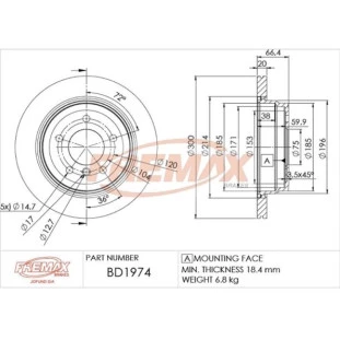 Disco de Freio Ventilado Bmw X1 2010 a 2015 - Motorista ou Passageiro / Traseiro - Fremax