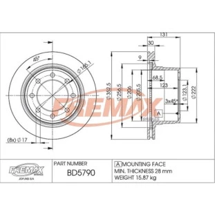 Disco de Freio Ventilado Dodge Ram 2005 a 2008 - Esquerdo ou Direito / Traseiro - Fremax