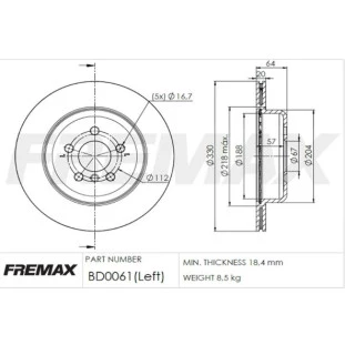 Disco de Freio Ventilado Bmw 750li 2016 a 2019 - Esquerdo / Traseiro - Fremax