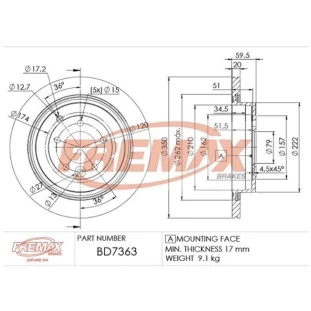 Disco de Freio Ventilado Land Rover Discovery3 2005 a 2009 - Esquerdo ou Direito / Traseiro - Fremax