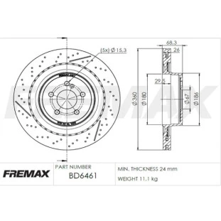 Disco de Freio Ventilado Mercedes Benz C63 2016 a 2018 - Esquerdo ou Direito / Traseiro - Fremax