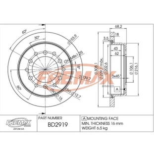 Disco de Freio Ventilado Toyota Land Cruiser 2002 a 2009 - Esquerdo ou Direito / Traseiro - Fremax