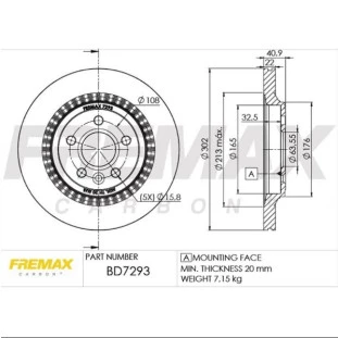 Disco de Freio Ventilado Volvo Xc70 2003 a 2006 - Esquerdo ou Direito / Traseiro - Fremax