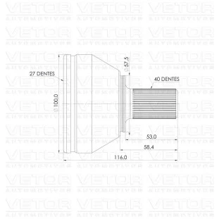 Homocinetica 40 Dentes Junta 27 Dentes Anel Volvo S60 2011 a 2015 - Vetor