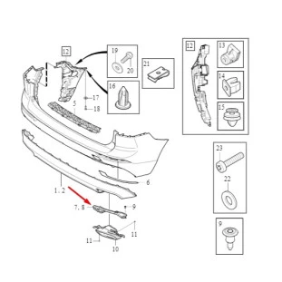 Suporte Moldura Ponteira Escape e Protetor Térmico Volvo Xc60 2018 a 2021 - Direito / Traseiro - Original