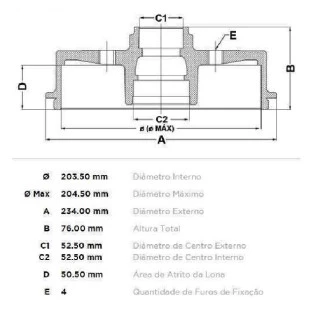 Tambor de Freio com Cubo Renault Meganegtdyn20a 2006 - Esquerdo ou Direito / Traseiro - Fremax