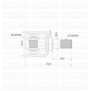 Tulipa e Trizeta 27 Dentes Externos 23 Dentes Iternos Hyundai Tucson 2006 a 2018 - Esquerdo ou Direito - Vetor