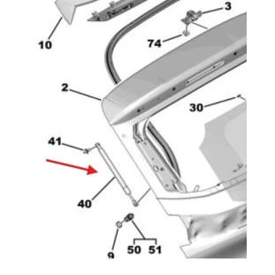 Amortecedor da Tampa Peugeot 208 2018 a 2021 - Original