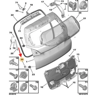 Batente Porta-mala Peugeot 2008 2015 a 2022 - Original