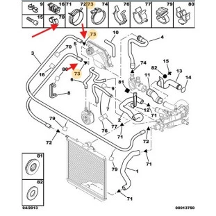 Braçadeira Tubo Sistema Arrefeicimento Peugeot 205 1994 a 1998 - Original