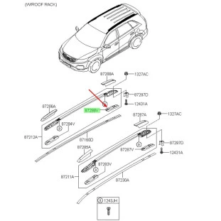 Calço Rack Teto Kia Sorento 2011 a 2020 - Direito / Traseiro - Original