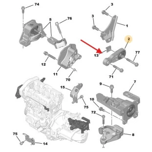 Coxim Câmbio Peugeot 208 2013 a 2021 - Original
