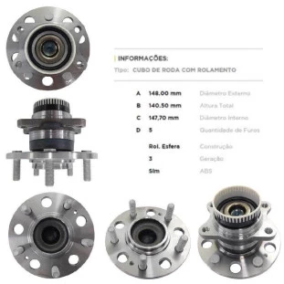 Cubo Roda Hyundai Sonata 2011 a 2014 - Traseiro - Fremax