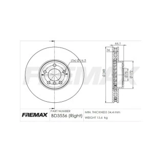 Disco de Freio Ventilado Bmw 535i 2010 a 2016 - Direito / Dianteiro - Fremax