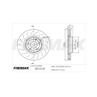 Disco de Freio Ventilado Mercedes Benz A250turbosport 2014 a 2020 - Esquerdo ou Direito / Dianteiro - Fremax