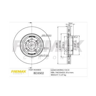 Disco de Freio Ventilado Mercedes Benz Gle350d 2016 a 2017 - Esquerdo ou Direito / Dianteiro - Fremax