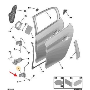 Dobradiça da Porta Peugeot 208 2019 a 2021 - Esquerdo / Dianteiro / Inferior - Original