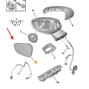 Espelho Retrovisor Peugeot 308 2012 a 2019 - Direito / Dianteiro - Original