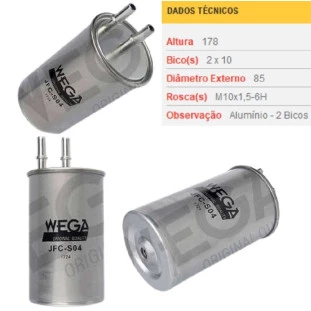 Filtro Combustivel Diesel Ssangyong Actyon 2008 a 2015 - Wega