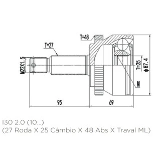 Junta Homocinetica Lado Roda 2.0 Hyundai I30 2010 a 2015 - DEVIGILI 