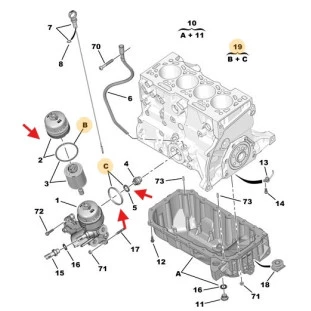 Kit Juntas Filtro Óleo Peugeot 307hb 2009 a 2011 - Original