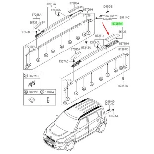 Moldura Cobertura Rack Teto Kia Soul 2009 a 2017 - Esquerdo / Traseiro - Kia