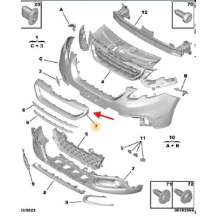 Moldura Cromada Parachoque Peugeot 2008 2018 a 2022 - Dianteiro - Original