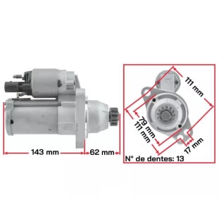 Motor Arranque Volkswagen Bora 2007 a 2010 - Valeo