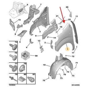 Para-lamas Peugeot Expert 2018 a 2021 - Esquerdo / Dianteiro - Original