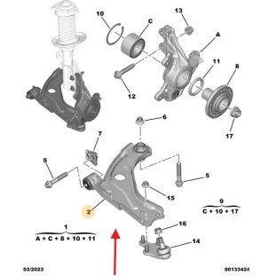 Bendeja Suspensão Peugeot 5008 2018 a 2020 - Esquerdo / Dianteiro - Original